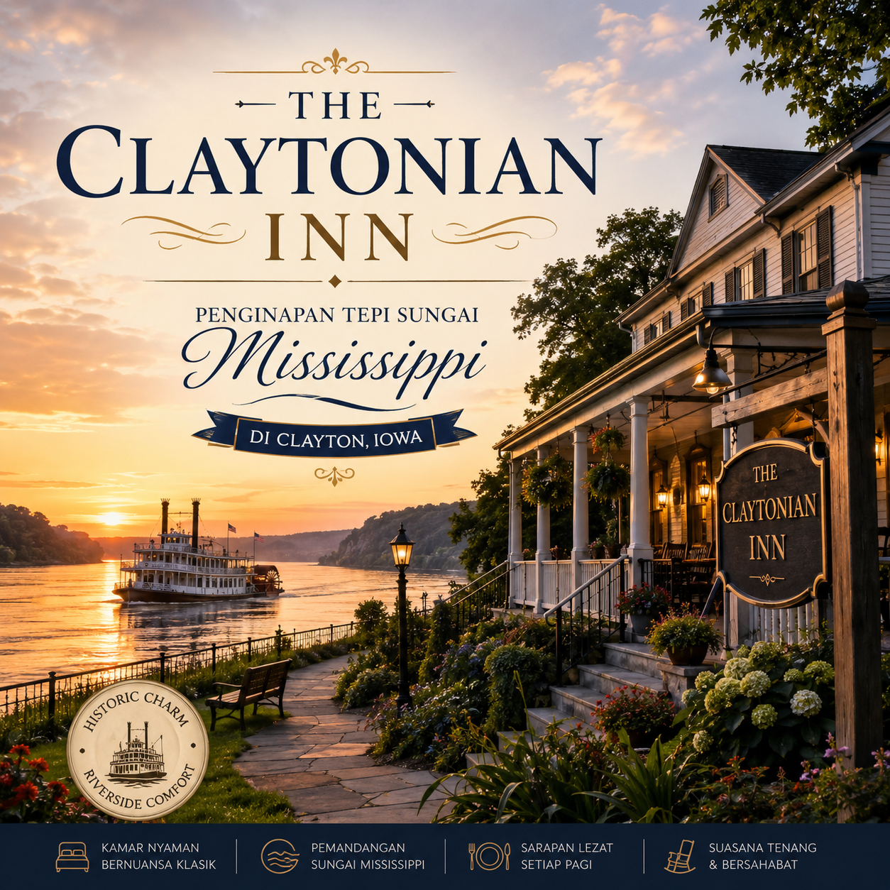 Pemandangan Sungai Mississippi dari The Claytonian Inn